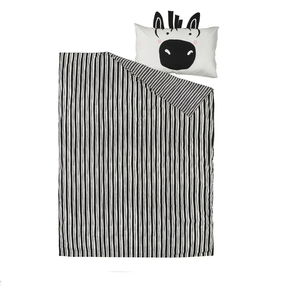IKEA NATTHAGER Twin Duvet Cover And Pillowcase Black White Zebra 305.953.15